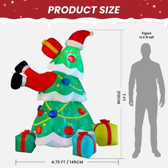 🆕7FT Inflatable Christmas Tree with Built-in LEDs Lights Outdoor Decorations - Picture 4 of 11